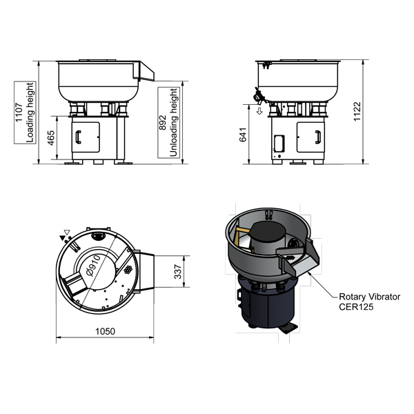 Rosler CER125 complete Rotary Vibratory bowl for automated finishing
